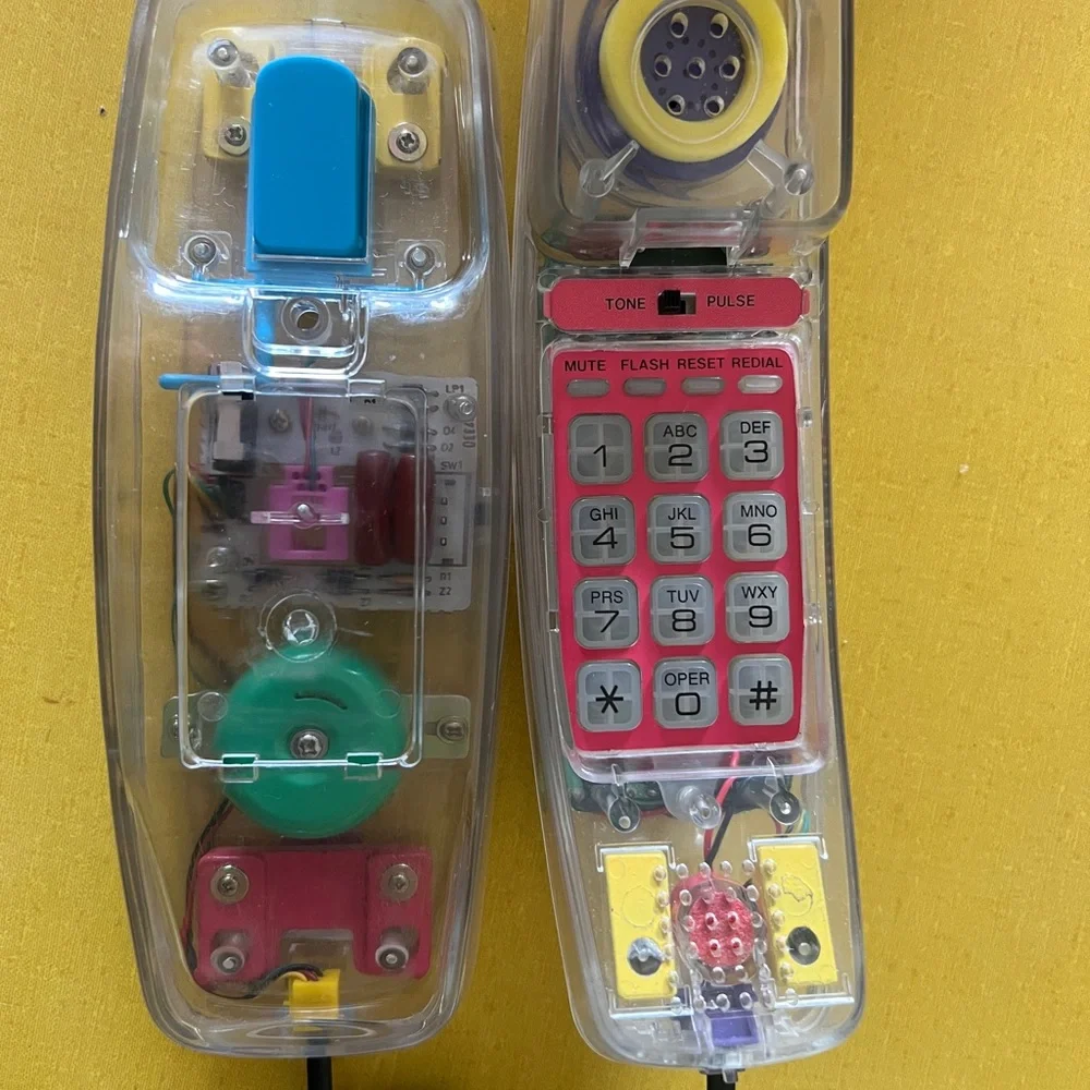 Vintage Transparent Multicolor Phone Clear Body with Rainbow Accents